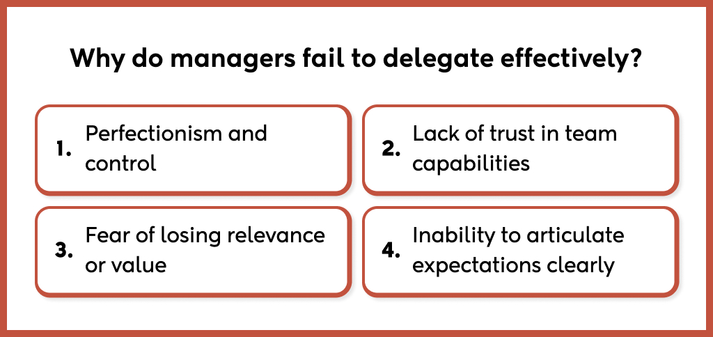 Why do managers fail to delegate effectively?